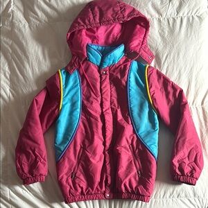 Vintage  snow togs sKids Colorful Hooded ski Jacket